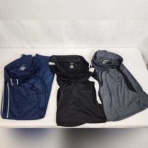 Mens Tek Gear Blue Athletic Pants & Black & Grey Shorts Size L